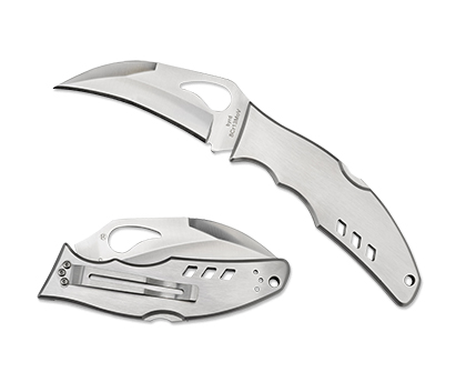 The Crossbill  Stainless Knife shown opened and closed.