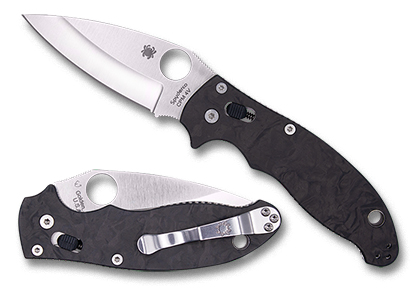 The Manix  2 Marbled Carbon Fiber CPM 4V Exclusive Knife shown opened and closed.