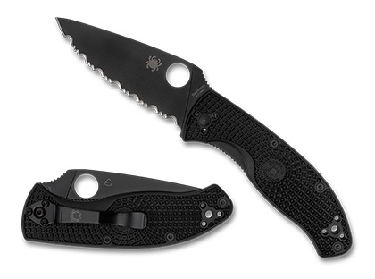 The Tenacious® Lightweight Black Blade SpyderEdge shown open and closed