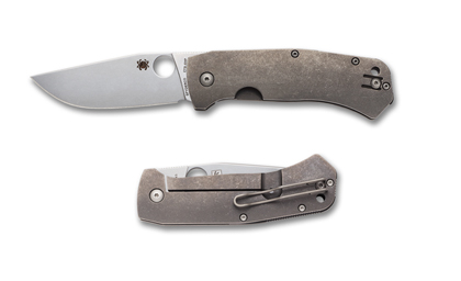The Slysz Bowie Folder  Titanium Knife shown opened and closed.