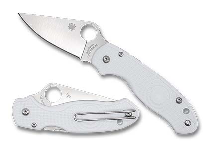 The Para® 3 Lightweight White FRN CPM REX 45 Exclusive shown open and closed