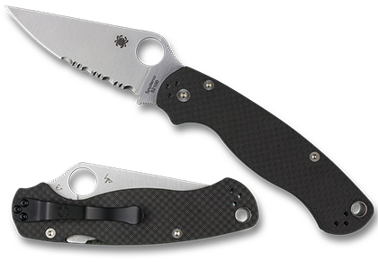 The Para Military® 2 Carbon Fiber 52100 Exclusive shown open and closed