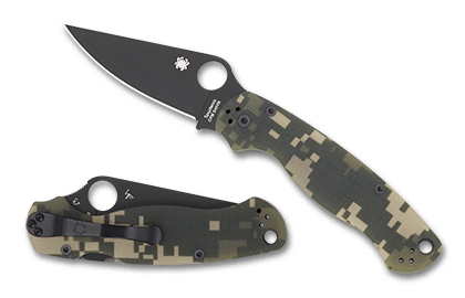 The Para Military® 2 G-10 Camo/Black Blade shown open and closed