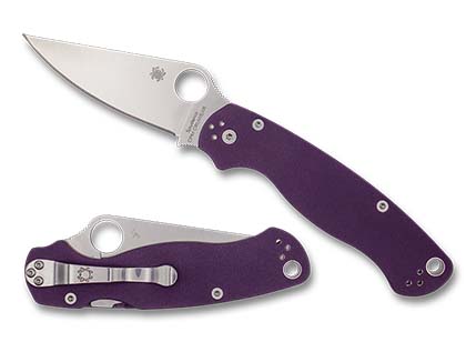 The Para Military® 2 Purple G-10 CPM CRU-WEAR Exclusive shown open and closed