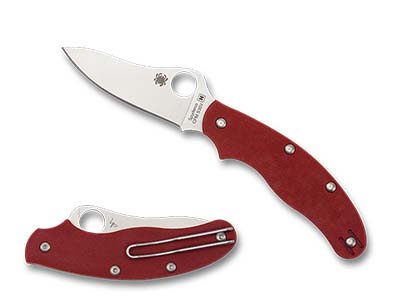 The UK Penknife™ Red G-10 CPM S30V Drop Point Exclusive shown open and closed