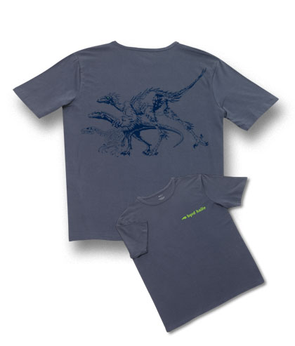 The byrd Blue T-Shirt shown open and closed