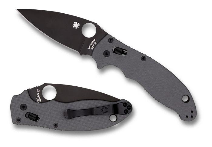Black Blade 52100 Manix® 2 Spyderco, Gray G-10 Exclusive -