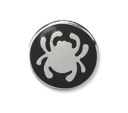 The Bug Lapel Pin shown open and closed