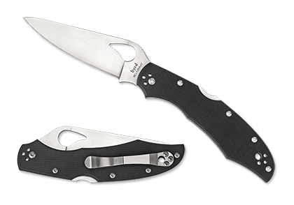 The Cara Cara  2 Black G-10 Knife shown opened and closed.