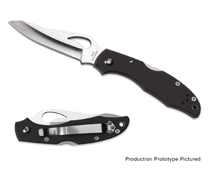 The byrd Cara Cara  Black G-10 Knife shown opened and closed.