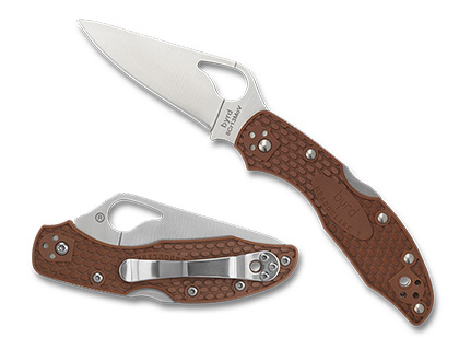 The Meadowlark  2 Brown FRN Knife shown opened and closed.