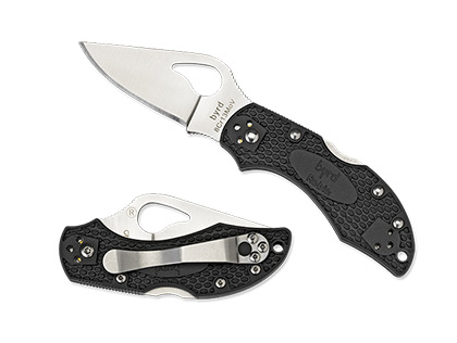 The Robin  2 Lightweight Black Knife shown opened and closed.