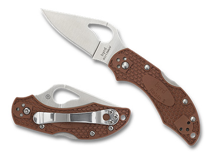 The Robin  2 Lightweight Brown Knife shown opened and closed.