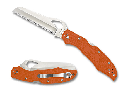 The Cara Cara  2 Rescue  FRN Orange Knife shown opened and closed.