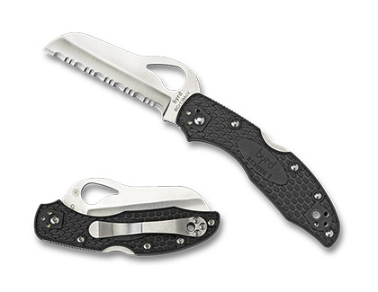 The Meadowlark  2 Rescue FRN Black Knife shown opened and closed.