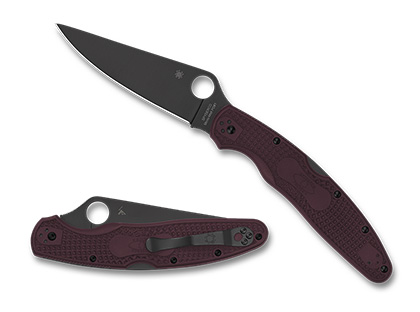 The Police  4 Lightweight Micro-Melt  PD 1 Black Blade Knife shown opened and closed.