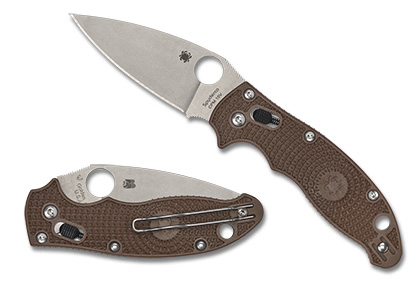 The Manix  2 LIGHTWEIGHT BROWN CPM  15V  SPRINTRUN  Knife shown opened and closed.