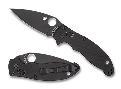 The Manix® 2 Smooth G-10 CPM CRU-WEAR Black Blade Exclusive shown open and closed