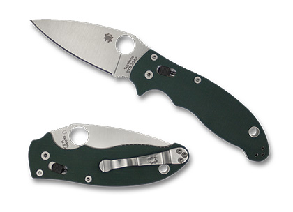The Manix  2 Forest Green G-10 CTS 204P Exclusive Knife shown opened and closed.