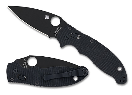The Manix  2 Salt  BLACK G-10 CPM MAGNACUT BLACK BLADE Knife shown opened and closed.