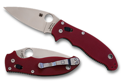 The Manix  2 Red G-10 CPM 20CV Exclusive Knife shown opened and closed.