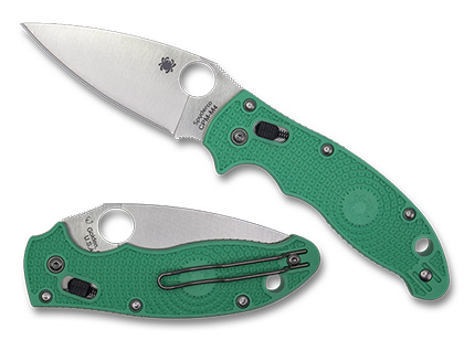The Manix  2 Lightweight FRCP Mint Green CPM M4 Exclusive Knife shown opened and closed.