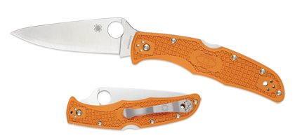 The Endura  4 Burnt Orange HAP40 Sprint Run  Knife shown opened and closed.