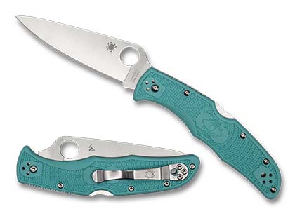 The Endura  4 Teal FRN Exclusive Knife shown opened and closed.