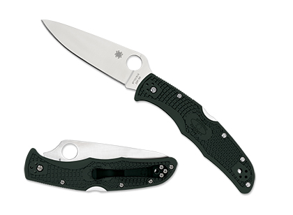 The Endura  4 FRN British Racing Green ZDP-189 Knife shown opened and closed.