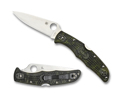 The Endura  4 FRN Zome Green Knife shown opened and closed.