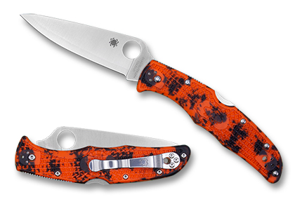 The Endura  4 FRN Zome Orange HAP40 SUS410 Exclusive Knife shown opened and closed.