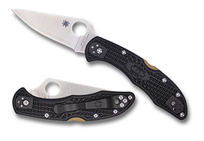 The Delica  4 FRN Super Gold2 SUS410 Exclusive Knife shown opened and closed.