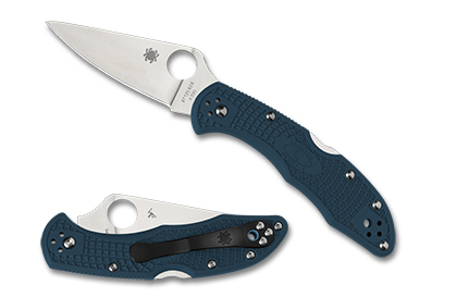 The Delica  4 FRN K390 Knife shown opened and closed.