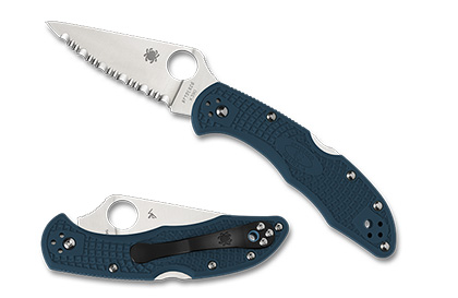 The Delica  4 FRN K390 SpyderEdge Knife shown opened and closed.