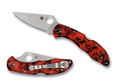 The Delica  4 FRN Zome Orange HAP40 SUS410 Exclusive Knife shown opened and closed.