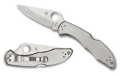 The Delica  4 Stainless Knife shown opened and closed.