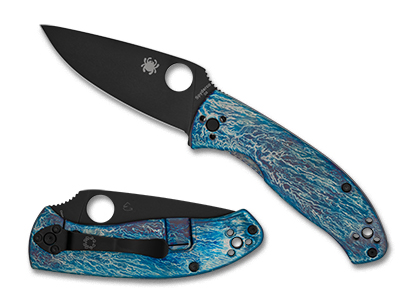 The TENACIOUS  R I L  DISARRAY  FINISH D2 Black Blade Knife shown opened and closed.