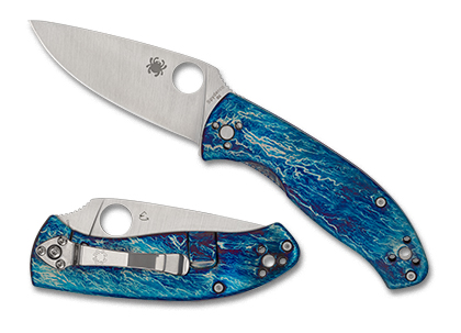 The TENACIOUS  R I L  DISARRAY  FINISH D2 Knife shown opened and closed.