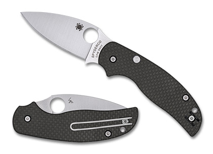 The Sage  6 BUTTON-RELEASE COMPRESSION LOCK  CARBON FIBER CPM  S90V  SPRINT RUN  Knife shown opened and closed.