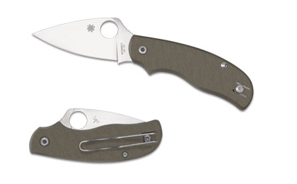 The Urban  Foliage Green Knife shown opened and closed.