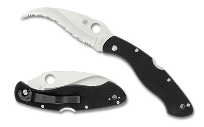 The Civilian  CLIPIT  Black G-10 Knife shown opened and closed.