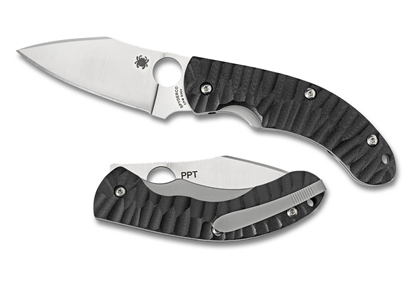 The Perrin PPT  Black Corrugated G-10 Knife shown opened and closed.
