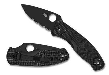 The Persistence  Lightweight Black Blade CombinationEdge Knife shown opened and closed.