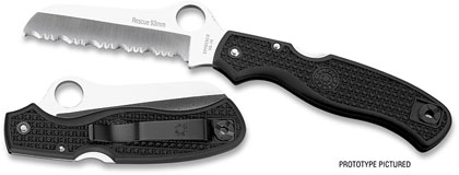 The Rescue  93mm Black FRN Knife shown opened and closed.
