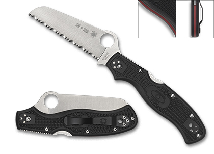 The Rescue  3 Lightweight Thin Red Line Knife shown opened and closed.