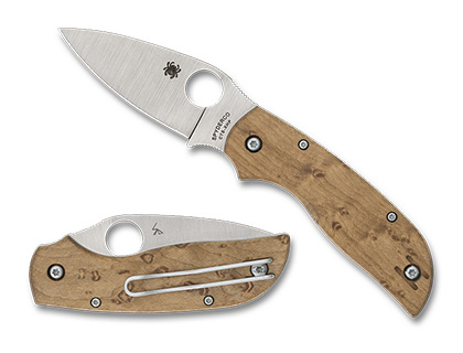 The Chaparral  SLIPIT  Birdseye Maple Knife shown opened and closed.