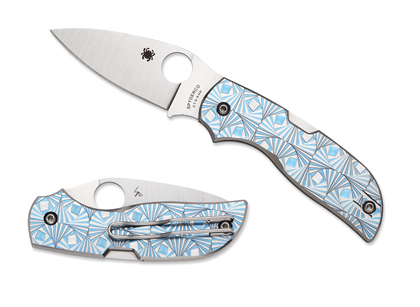 The Chaparral  Stepped Ti Blue Knife shown opened and closed.