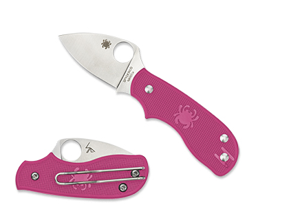 The Squeak  FRN Pink Knife shown opened and closed.