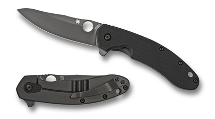 The Southard Folder  G-10 Black   Titanium Knife shown opened and closed.