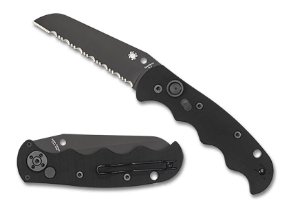 The Autonomy  G-10 Black   Black Blade Knife shown opened and closed.
